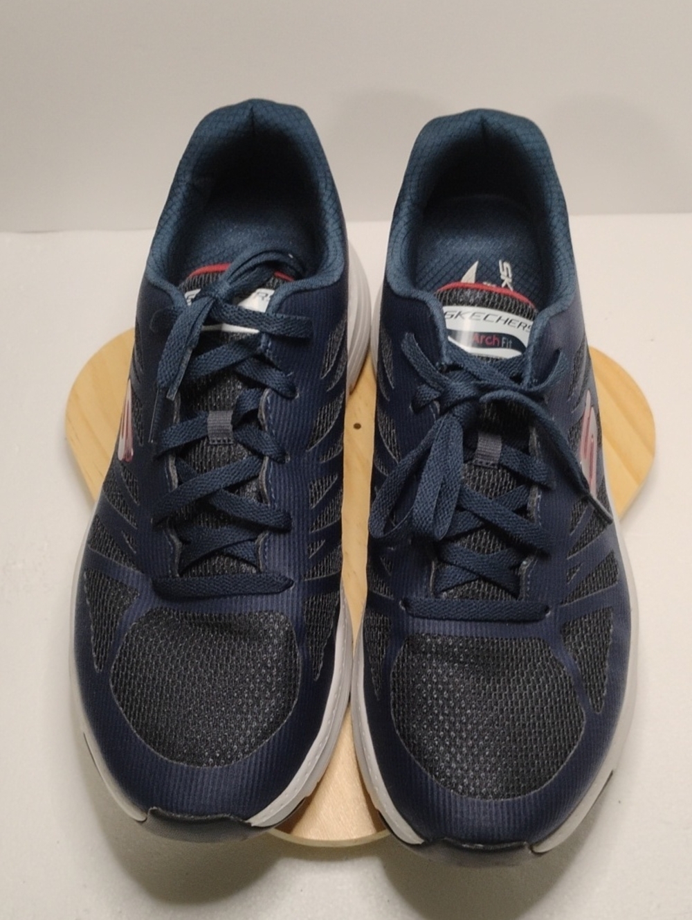 Skechers Navy Athletic Lace-Up Sneakers with Red Logo